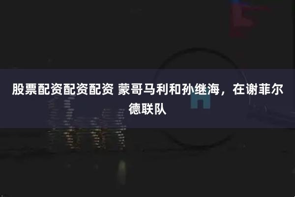 股票配资配资配资 蒙哥马利和孙继海，在谢菲尔德联队